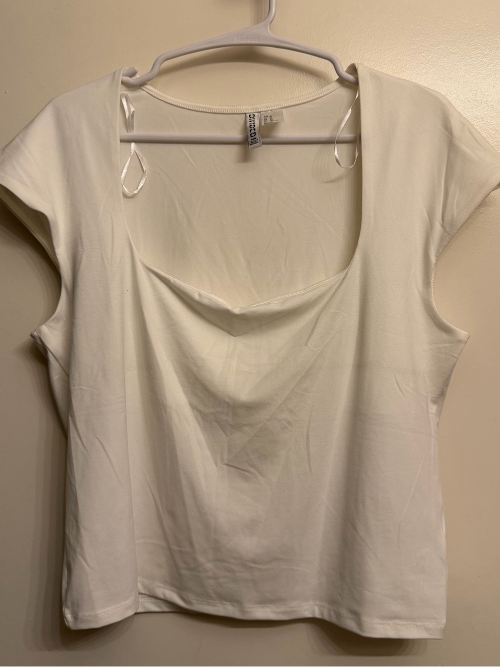H&M Ivory Cowl Neck Cap Sleeve Top